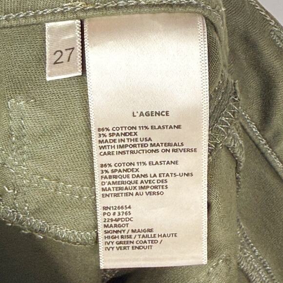 L'Agence Womens 27 Ivy Green Coated Margot Skinny Jeans High Rise Cotton Stretch - Picture 8 of 10
